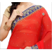 Tremendous Red Colored Border Worked Chiffon Saree